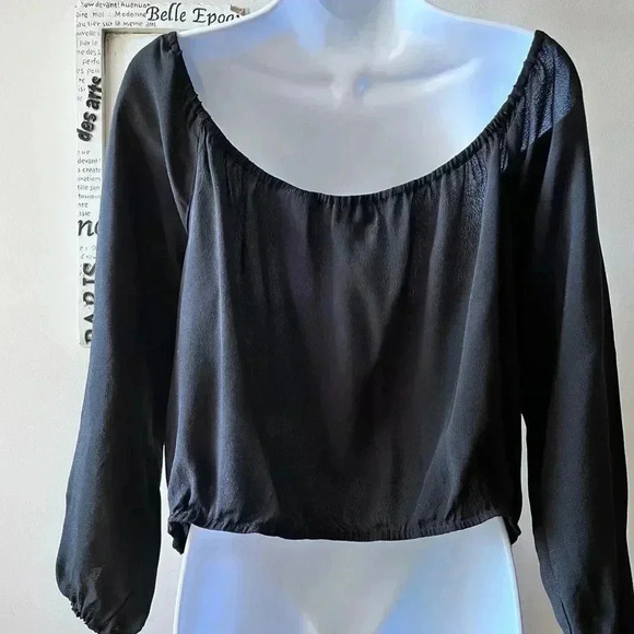 TOBI Black Cropped Wrap Top Size L - Picture 6 of 9